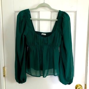 Abercrombie & Fitch Long-Sleeve Sheer Puff Sleeve Top